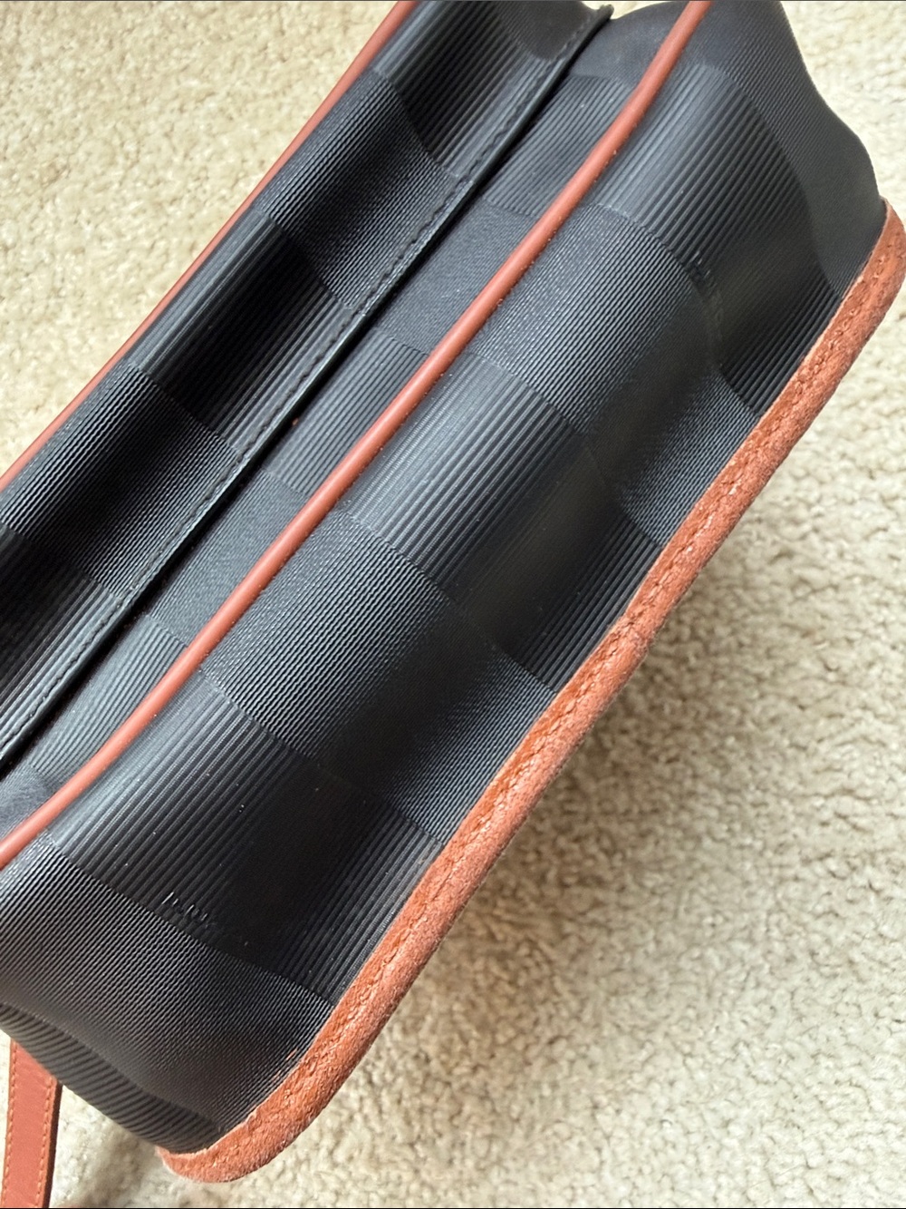 Authentic Vintage Fendi Pequin Stripe Crossbody Saddle Bag Brown Leather Italy - Picture 8 of 10